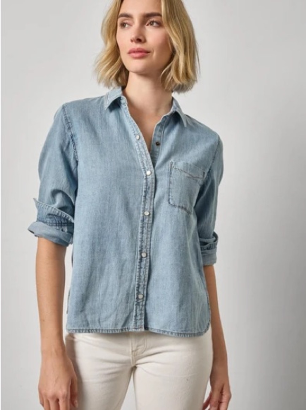 American Eagle Outfitters Light Blue Denim Shirt